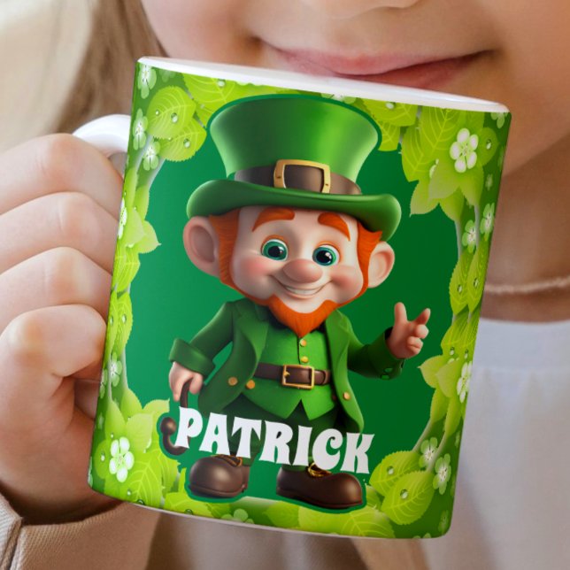 3D Leprechaun St. Patrick Dag Personlig Kids Kaffemugg (Skapare uppladdad)