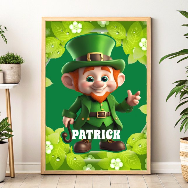 3D Leprechaun St. Patrick Dag Personlig Kids Poster (Skapare uppladdad)