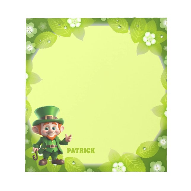 3D Leprechaun St. Patrick's Day Personalized Kids Anteckningsblock (Framsida)