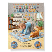 3D lera Söt unge och katt som sträcker sig pedagog