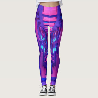 "3D Lila & Blue Geo Leggings: Futuristiska Design" Leggings