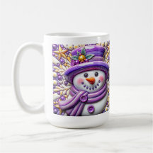 3D lila jul-snöman