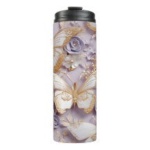 3D Lilac, Guld och Pearl Butterfly