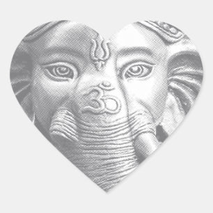3d Lord Ganesha - Om Hjärtformat Klistermärke