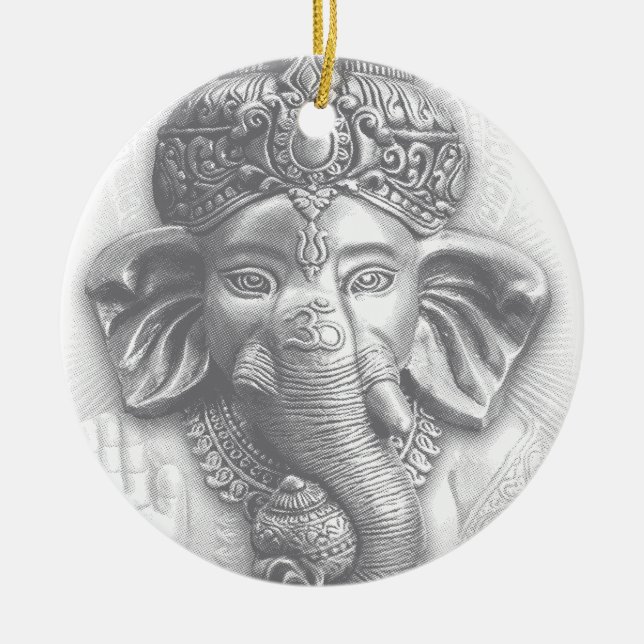 3d Lord Ganesha - Om Julgransprydnad Keramik (Framsidan)