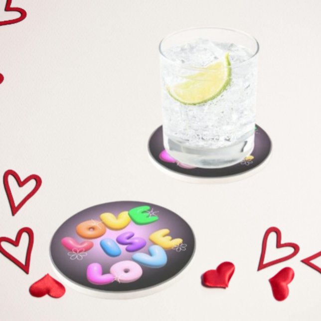 3D Love Is Love Rainbow Coaster Underlägg (Skapare uppladdad)