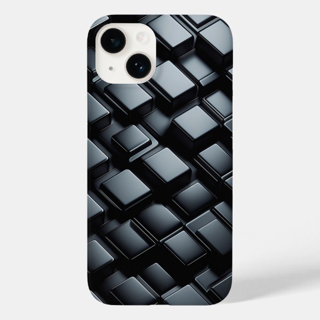 3D Lyx Svart Metallisk Telefonfodral - Slick Mörk  (Baksida)