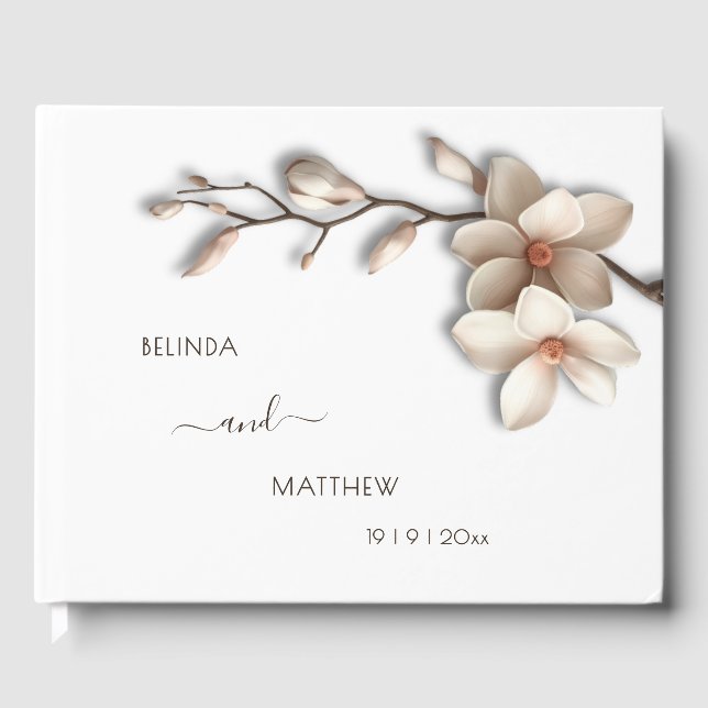 3D Magnolia Blomma | Bröllop Gästböcker (Framsida)