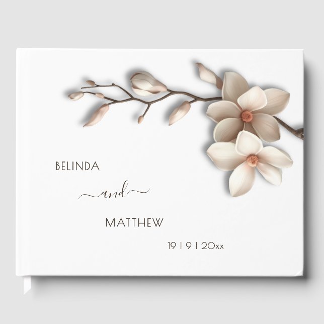 3D Magnolia Flower | Wedding Gästböcker (Framsida)