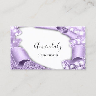 3D Makeup Event Planner Lila Violet Glitter Visitkort