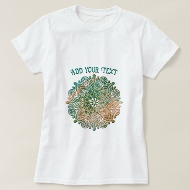 3D Mandala Meditation Yoga-färgad bakgrund T Shirt (Design framsida)