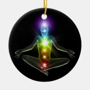 3d Människa i yogaform med chakras Julgransprydnad Keramik