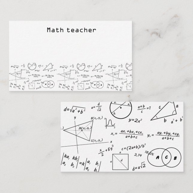 3D-matte white board matematiklärare Visitkort (Fram/baksida)