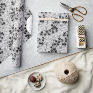3D Mistletoe Mönster med Löv-konturer Presentpapper