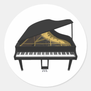 3D-modell: Black Grand Piano: Runt Klistermärke