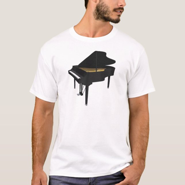  3D-modell:Black Grand Piano: T-shirt (Framsida)