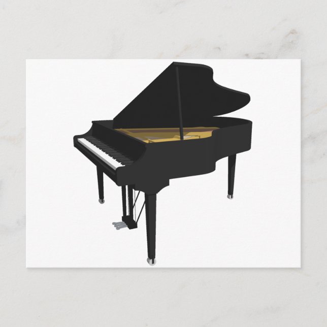 3D-modell: Black Grand Piano: Vykort (Framsida)