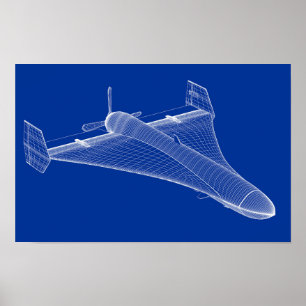 3D-modell för militär dron Poster