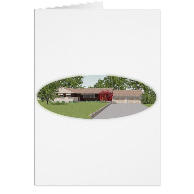 3D-modell: Ranch Stil House: Hälsningskort (Framsidan)