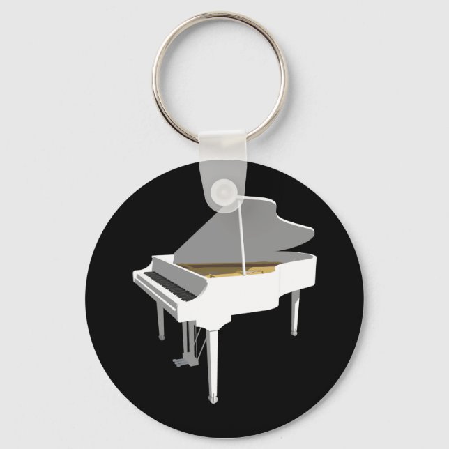 3D-modell: White Grand Piano: Nyckelring (Framsida)