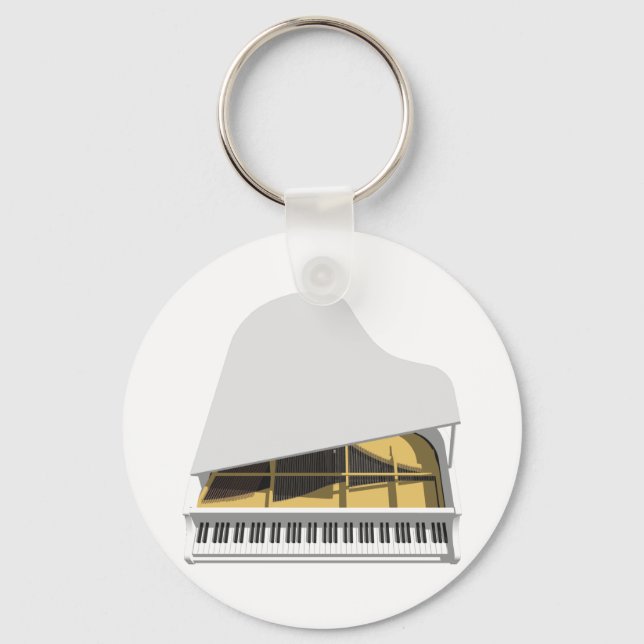 3D-modell: White Grand Piano: Nyckelring (Framsida)