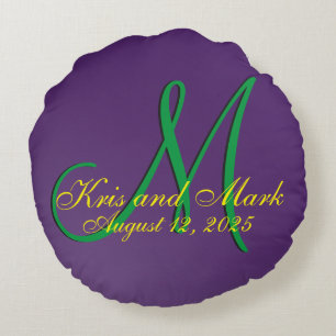 3d Monogram Ametyst Rund Kudde