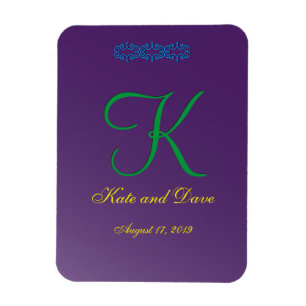 3d Monogram Lila Mauve Calligraphy Magnet