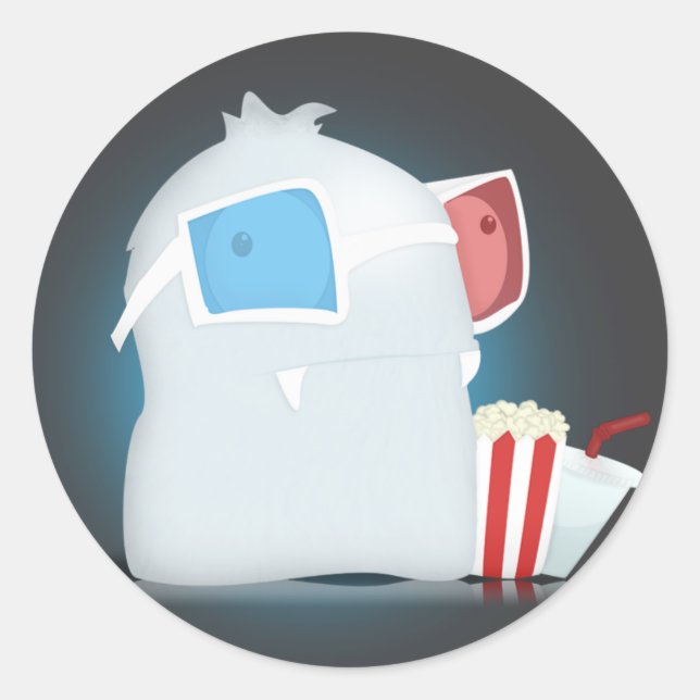 3D-monstermärke Runt Klistermärke (Framsida)