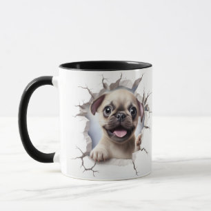 3D Mops som bryter igenom tegelvägg  Mugg