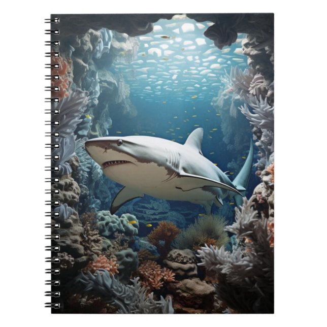 3D-Mörk Underwater Shark Anteckningsbok (Framsidan)