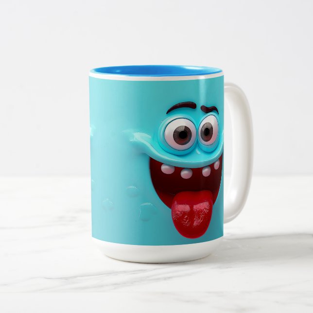  3D Muggomslag, Tokig, Löjlig 3D Muggomslag Grafik Två-Tonad Mugg (Framsida höger)
