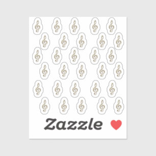 3D Music Treble Clefs 30-Stickers Metallic Guld Klistermärken