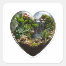 3D Natur Terrarium Hjärtvattenfall Klistermärke