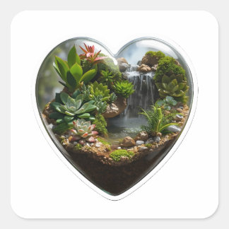 3D Natur Terrarium Hjärtvattenfall Klistermärke