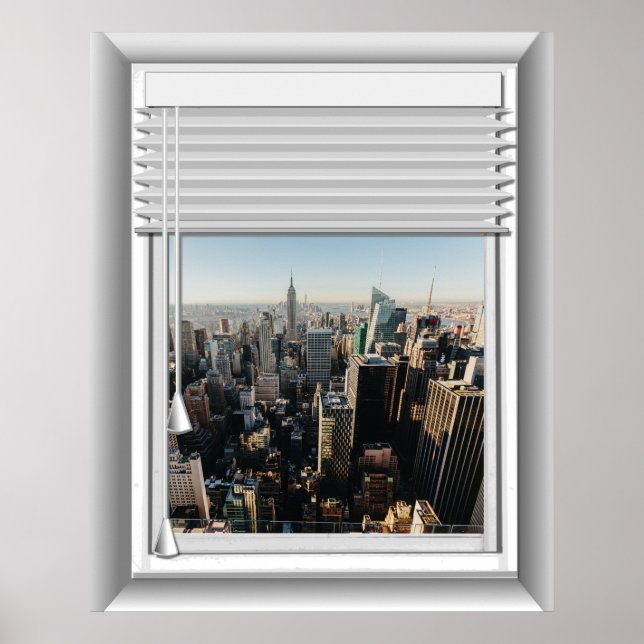 3D New York City Fake Window View Poster (Framsidan)