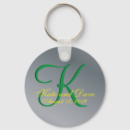 3d Nyckelkedja i Monogram Faux Pewter-Roligten Nyckelring