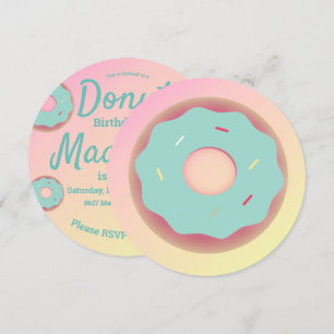 3D Ombre Teal och Rosa Donut Strössel Mix Rund Inbjudningar