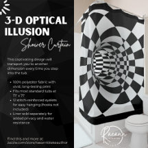 3D-optisk illusionsduschdraperi