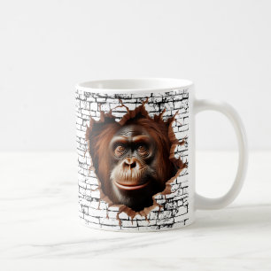3D Orangutan Wall Break Art - realistiska Safari Kaffemugg