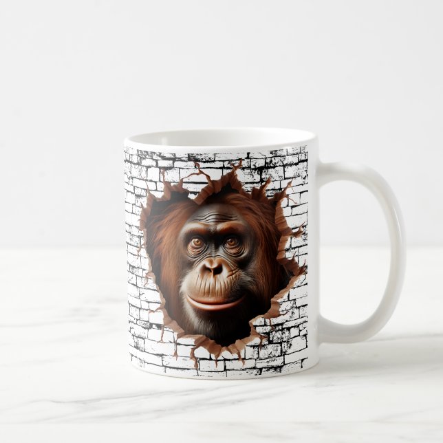 3D Orangutan Wall Break Art - realistiska Safari Kaffemugg (Höger)