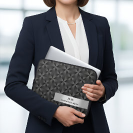 3D-övertoning Urban Black Diamond Geometric Mönste Laptop Fodral