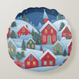 3D Papercut-julbyn Rund Kudde