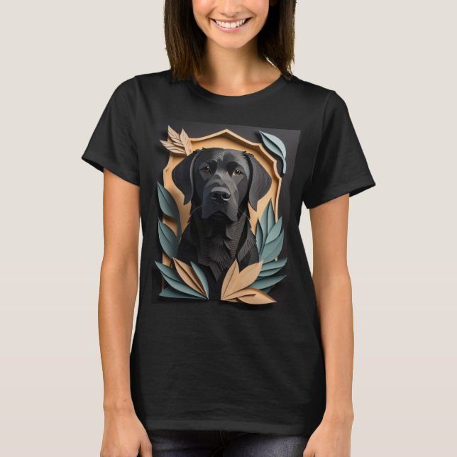3D Papper Art Black Labrador Design T-shirt (Framsida)