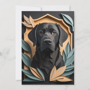 3D Papper Art Black Labrador Design T-shirt Inbjudningar