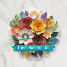 3D Papper Art Blommigt Mors dag Gåvor Etiketter