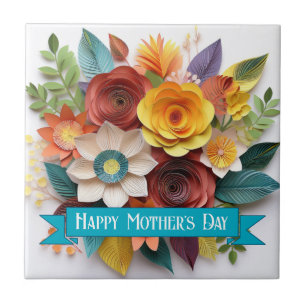 3D Papper Art Blommigt Mors dag Kakelplatta