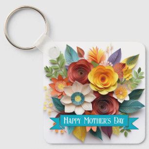 3D Papper Art Blommigt Mors dag Nyckelring