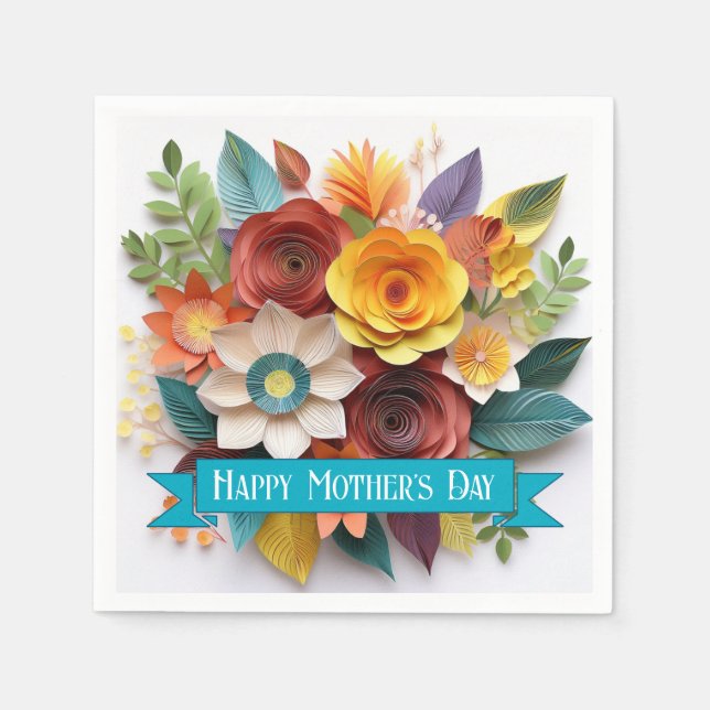 3D Papper Art Blommigt Mors dag Pappersservett (Framsidan)
