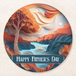 3D Papper Art Träd Fars dag Underlägg Papper Rund