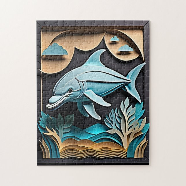 3D Papper konsdelfindesign T-shirt Pussel (Vertikal)